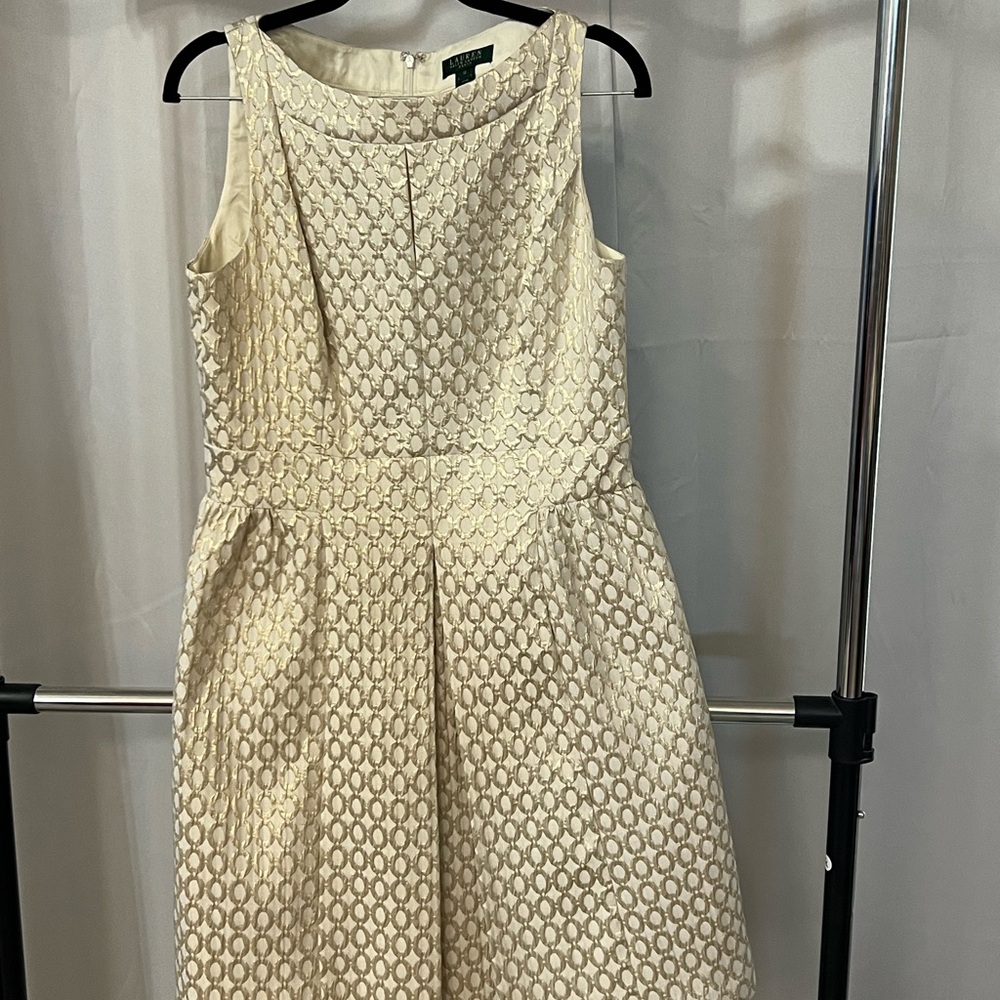 Polo by Ralph Lauren Cream Textured Midi Dress